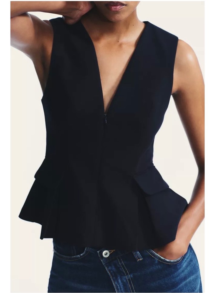 Lacivert  V Yaka Kolsuz Kadın Yelek - Görsel 2