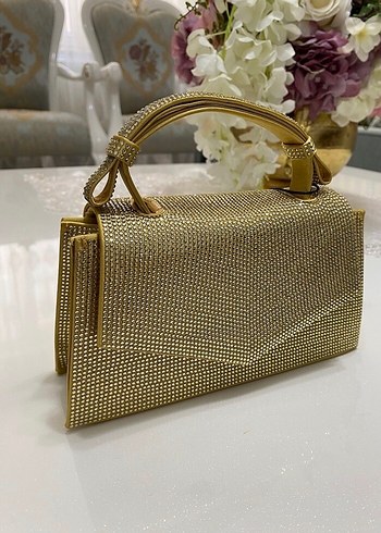 Altın Renkli Parlak Kadın Abiye Çanta - Görsel 8