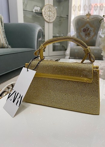 Altın Renkli Parlak Kadın Abiye Çanta - Görsel 5