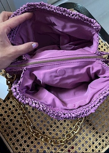 Örgü Detaylı Pembe Kadın Çanta - Görsel 5