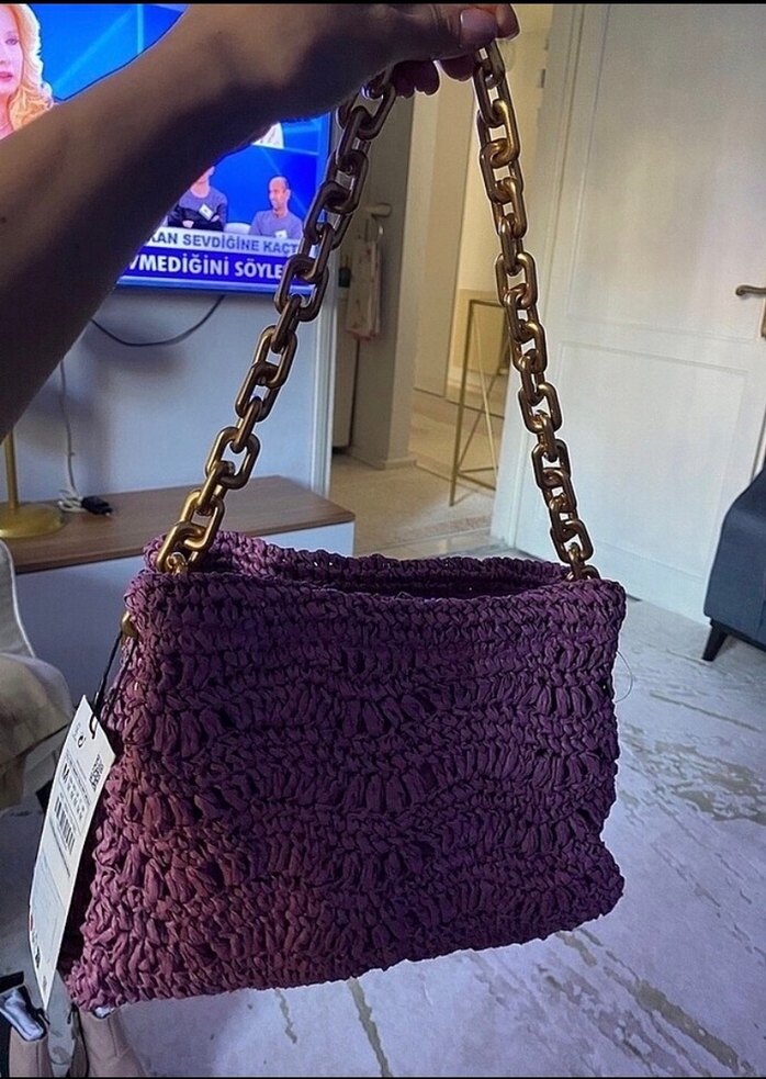 Örgü Detaylı Pembe Kadın Çanta - Görsel 4