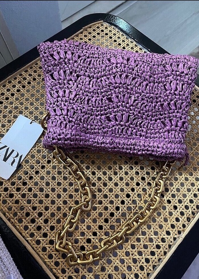 Örgü Detaylı Pembe Kadın Çanta - Görsel 2