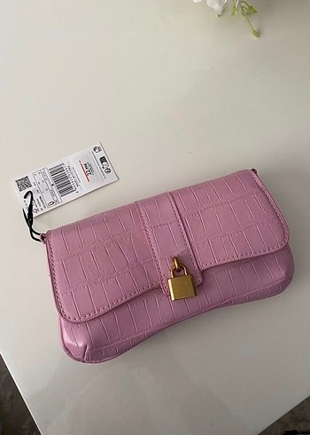 Pembe Deri Kadın Çanta Zincirli Tokalı - Görsel 6