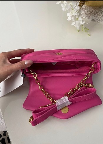 Zincir Detaylı Pembe Deri Kadın Çanta - Görsel 8