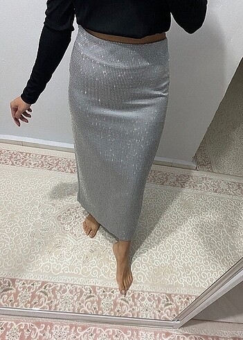 Zara hanım parlak taşlı kalem etek