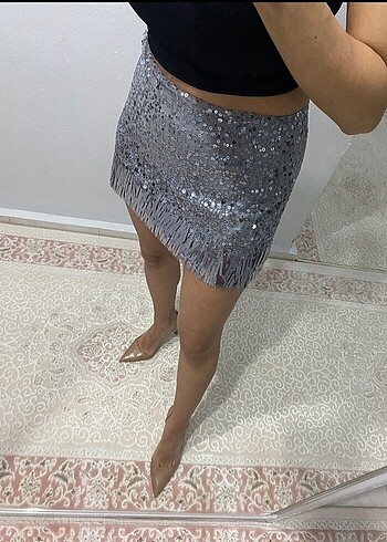 Zara payetli mini etek