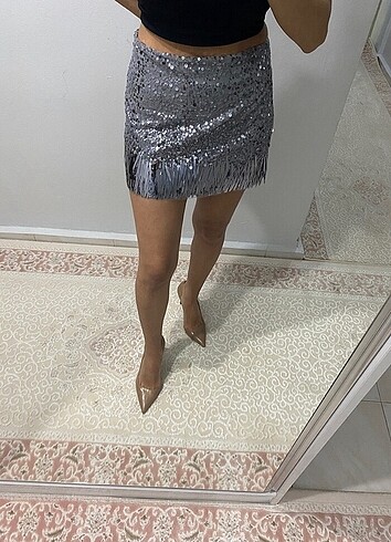 Zara payetli mini etek