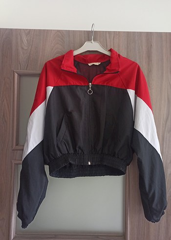 Kırmızı Siyah Mini Kadın Spor Ceket
