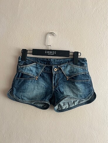 Y2K düşük bel denim mini şort