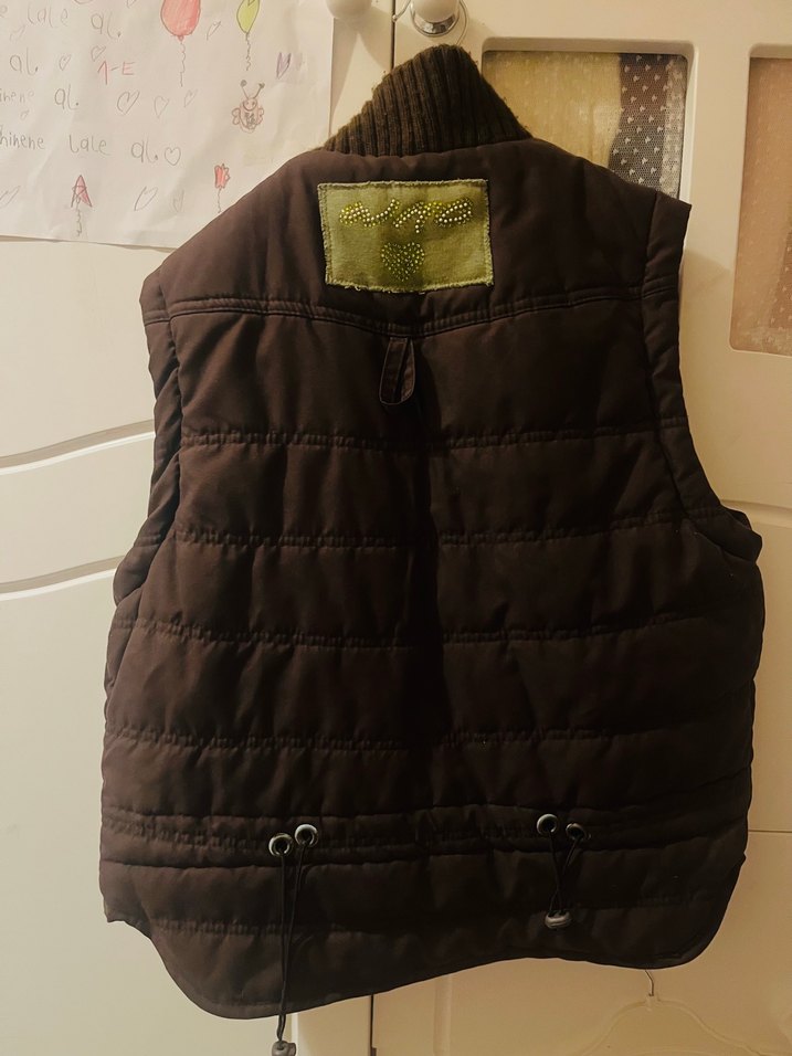 Düğmeli Kahverengi çocuk mont Yelek - Görsel 2