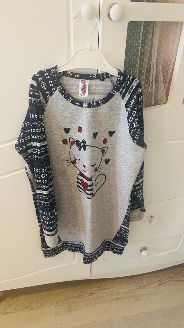 Gri Kedili çocuk kazak - Görsel 2