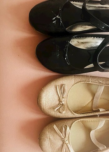 Kız Çocuk Altın Parlak Fiyonk Detaylı Babet - Görsel 2