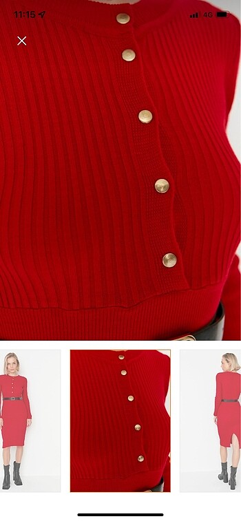 Trendyol & Milla Trendyolmilla Kırmızı Triko Elbise