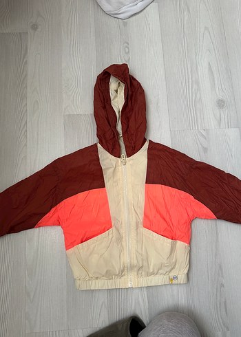 Zara Retro Renk Bloklu Kapusonlu Hafif Ceket