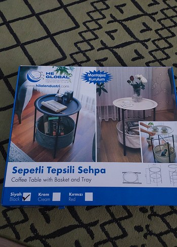 Gri Metal Ayaklı Yuvarlak Sepetli Sehpa - Görsel 3