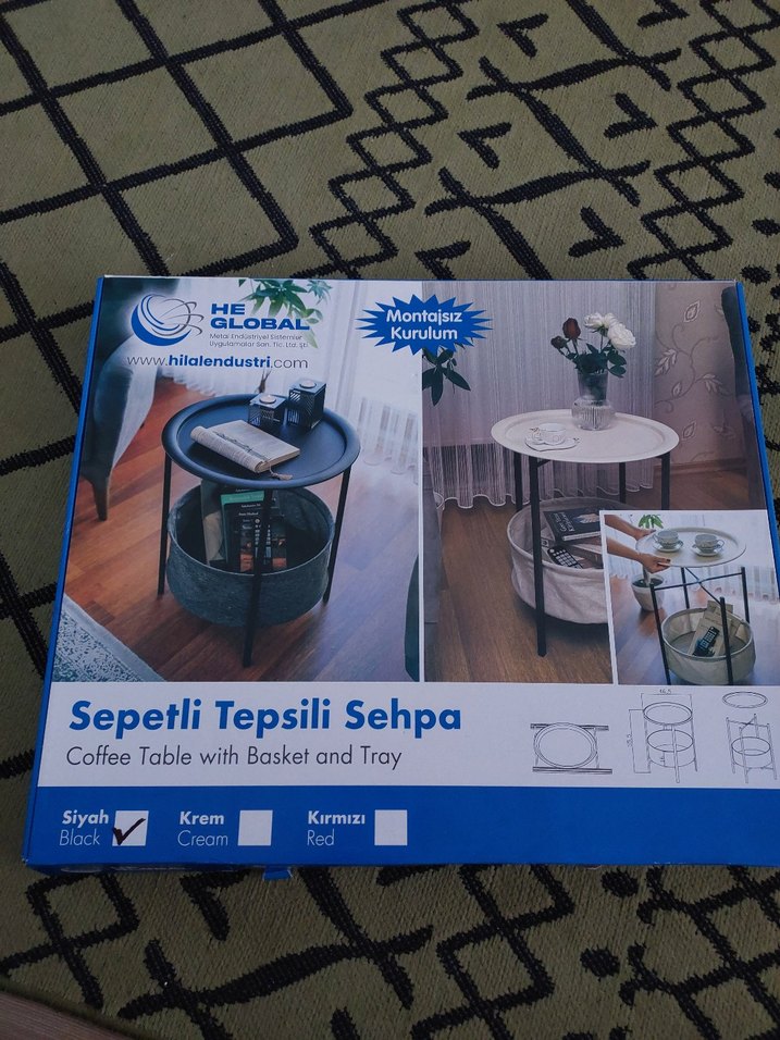 Gri Metal Ayaklı Yuvarlak Sepetli Sehpa - Görsel 3