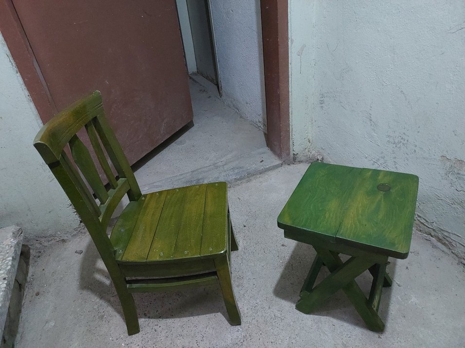 Parlak Yeşil Çocuk Sandalyesi oyma el yapimi  tabure masa cocuk - Görsel 3