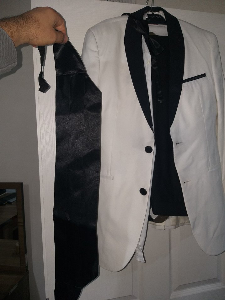 Düğün İçin Beyaz Erkek Takım Elbise smokin Süvari - Görsel 3