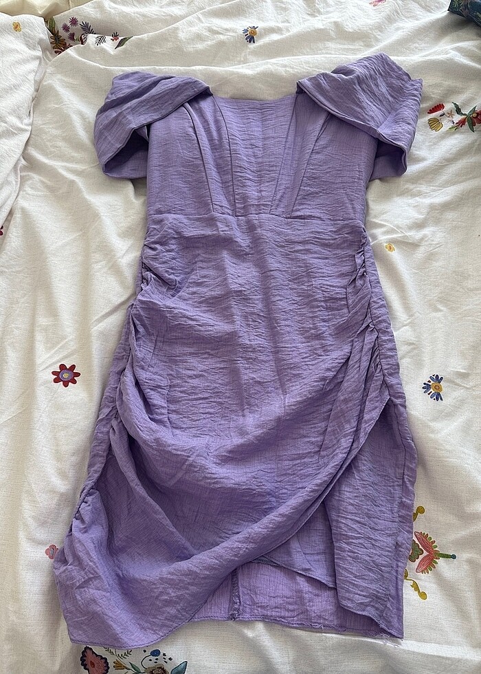 Lila elbise korse detaylı - Görsel 2