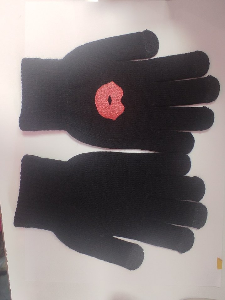 Siyah Nakışlı Kadın Örme Eldiven - Görsel 2