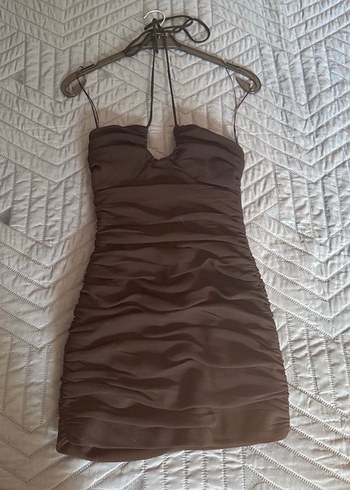 Zara Siyah Drapeli Mini Straplez Elbise zara elbise