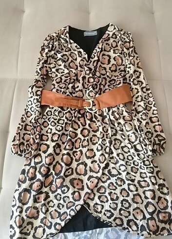 s Beden Leopar elbise 