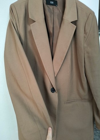 42 Beden Bej Kadın Düğmeli Midi Blazer