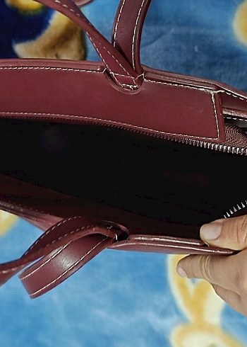 Bordo Deri Kadın Omuz Çantası - Görsel 2