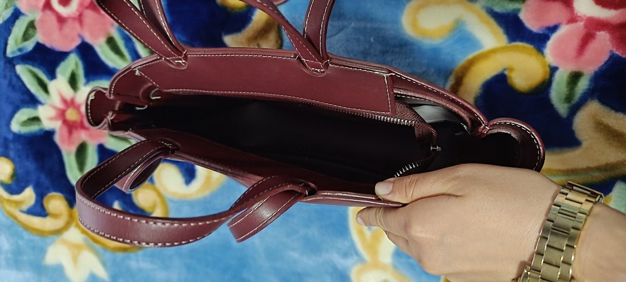 Bordo Deri Kadın Omuz Çantası - Görsel 2