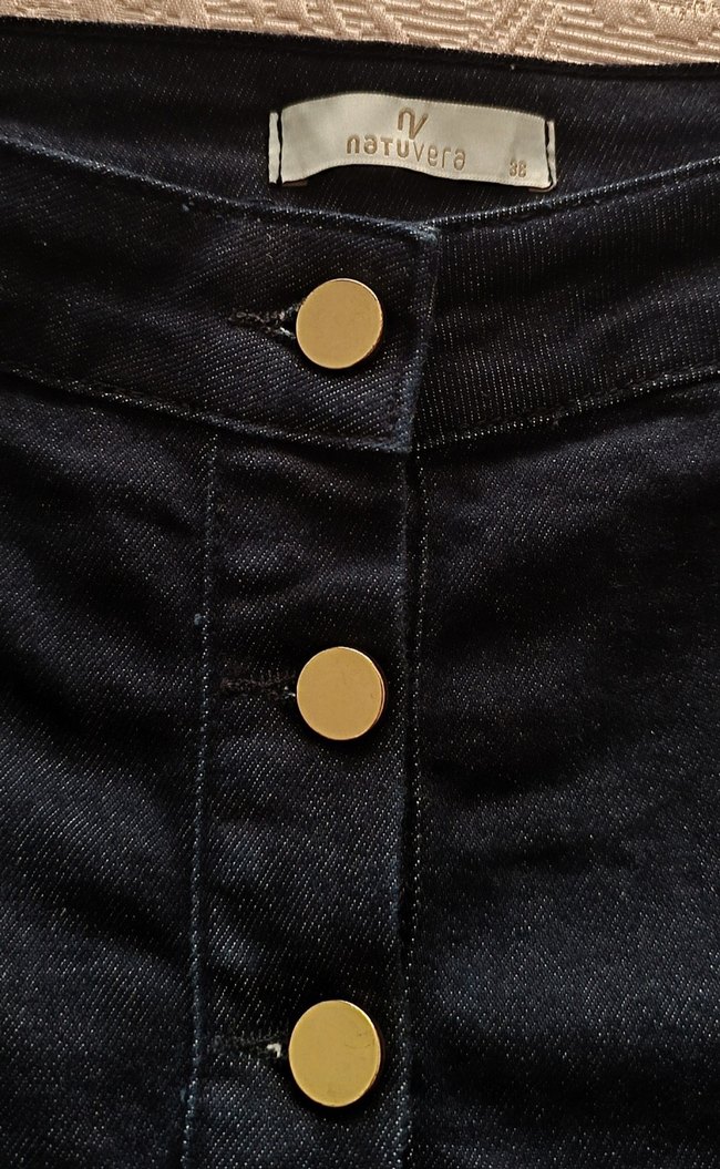 Kadın Lacivert Uzun Düğmeli Denim Etek - Görsel 2