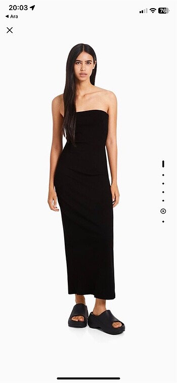 Bershka straplez uzun elbise
