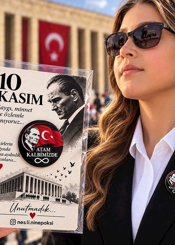 American Vintage Parlak Siyah Ataturk Rozeti