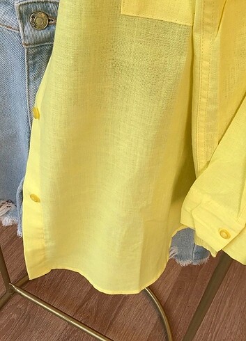 diğer Beden sarı Renk New sezon keten gömlek 