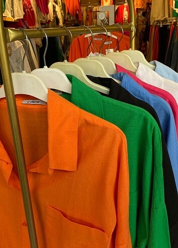 diğer Beden Keten oversize Basic gömlek 