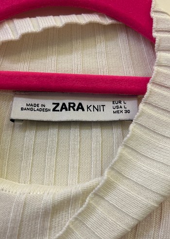 Beyaz Sarı Uzun Kollu Boğazlı Triko Kazak - Görsel 3