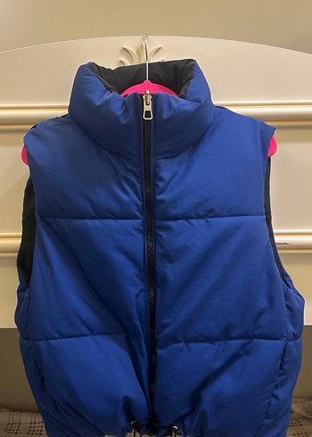 Fermuarlı Lacivert Siyah Çift Taraflı Kadın Yelek - Görsel 3