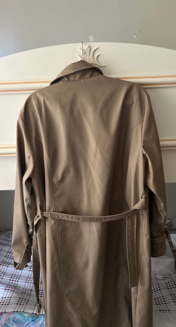 Bej Midi Kadın Trençkot, Düğmeli, Salaş Kesim - Görsel 3