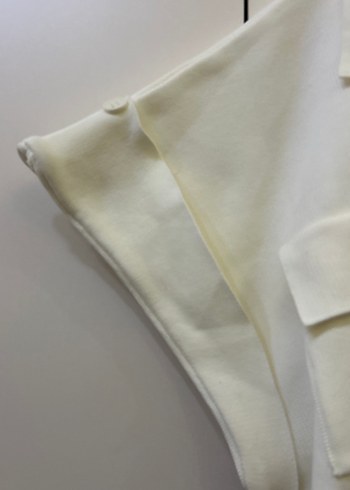 Düğmeli Beyaz Mini Kadın Gömlek - Görsel 3