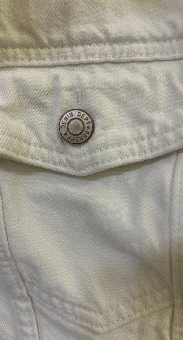 Beyaz Düğmeli Salaş Kadın Denim Ceket - Görsel 4