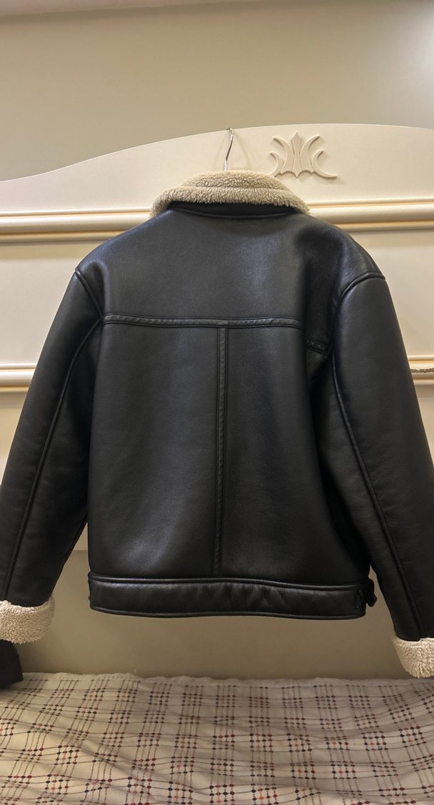 Kürklü Kahverengi Deri Kadın Ceket - Görsel 4