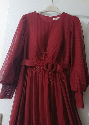 Bordo Abiye Elbise