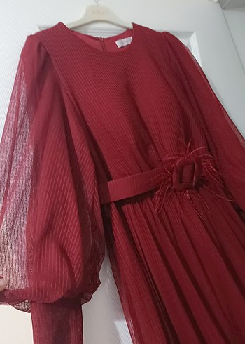 38 Beden bordo Renk Bordo Abiye Elbise