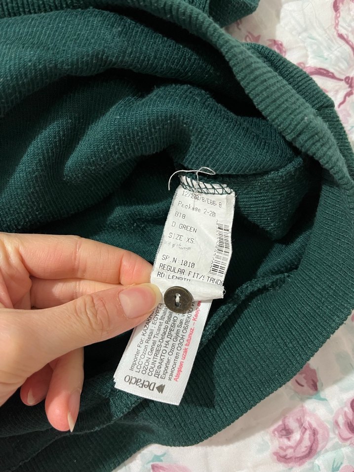 Düğmeli Yeşil Uzun Kollu Sweatshirt - Görsel 2