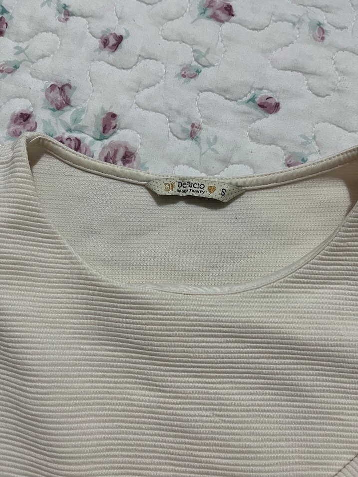 Kadın Beyaz Pamuklu Uzun Kollu Basic Kazak - Görsel 2