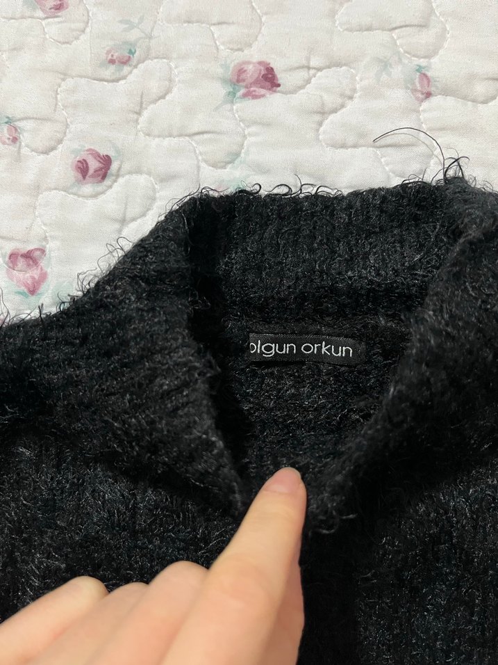 siyah Boğazlı Fit Örgü Kadın Kazak - Görsel 2