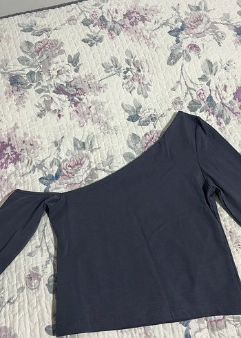 Kadın Gri Uzun Kollu Kayık Yaka Bluz - Görsel 2