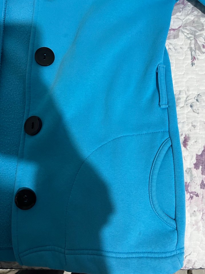 Düğmeli Mavi Midi Kadın Ceket - Görsel 3