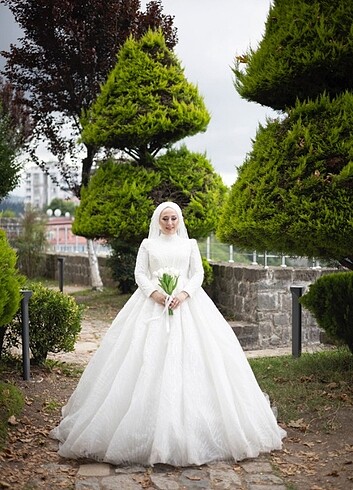 l Beden beyaz Renk Tesettür gelinlik #gelinlik #tesettürgelinlik #abiye