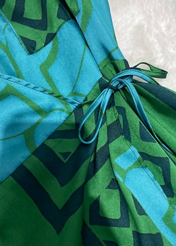 Yeşil Desenli Uzun Bohem Elbise - Görsel 3