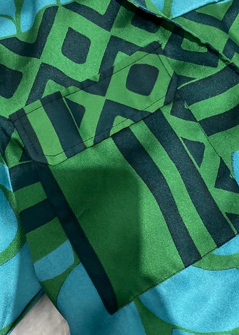 Yeşil Desenli Uzun Bohem Elbise - Görsel 2